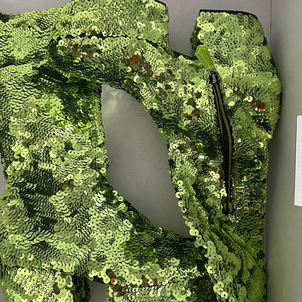 Prada Green Sequined Platform Boots - Picture 12 of 12